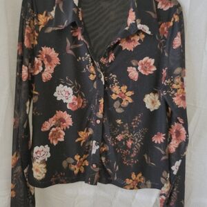 Tinsel Black Mesh Top Size Large